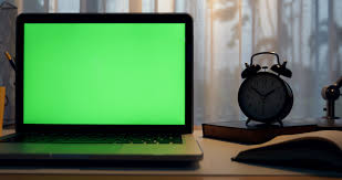 Laptop With Green Screen Dark Office Dolly Move Right To Left Stock Footage Ad Dark Office Screen Laptop Greenscreen Laptop Chroma Key