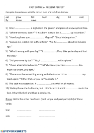 Test Past Simple And Present Perfect Interactive Worksheet
