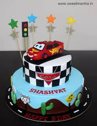 Disney Pixar Cars Lightning Mcqueen Theme Customized 2 Layer Designer Fondant Cake Cars Cake Design Cake Themed Cakes