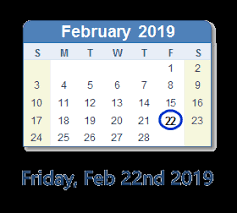 February 2019 Calendar With Holidays United States