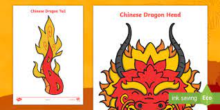 Print onto white card and. Chinese Dragon Head And Tail Chinese New Year