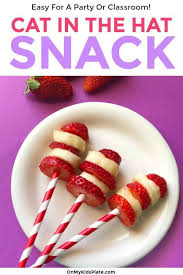 Easy Birthday Party Snack Ideas This Cat In The Hat Party Snack Idea Is Perfect For Your Next Birthday Party Or Classroom Snack Healthy Party Snacks Healthy Classroom Snacks Party Snacks Easy