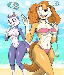 aged up anthro anthrofied beach bikini breasts canine clothing  diacordst (artist) everest (paw patrol) female fur mammal nude paw patrol  seaside skye (paw patrol) swimsuit young 