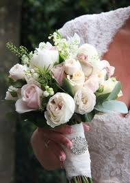 The Bridal Bouquet Was So Beautiful And Included Fresh Lily Of The Valley Snowberry Bridal Bouquet Pink Lily Of The Valley Bouquet Wedding Flower Inspiration