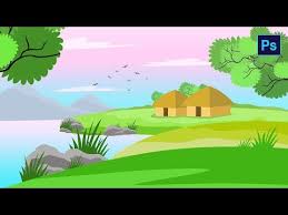 First things first, the use of a graphic tablet is a must for this tutorial. House Inside Green Field Flat Landscape Drawing On Photoshop Step By Step Painting With Oil Paints