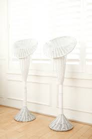 W home™ circular ceramic indoor/outdoor planter in white. Vintage White Wicker Basket Tall Planter Stand Flower Stand A Pair Shopgoldenpineapple