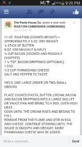 Pasta House Rigatoni Ala Carbonara Yummmm Pasta House Carbonara Rigatoni