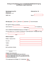 Fordern sie sich über unser formular eine unbedenklichkeitsbescheinigung an. Fillable Online Antrag Auf Ausstellung Einer Unbedenklichkeitsbescheinigung Certificate Of Good Standing Fax Email Print Pdffiller