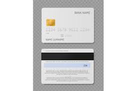 A credit card number is the string of numeric digits that identifies the credit card. White Credit Card Realistic Plastic Cards With Chip Front And Back Vi By Yummybuum Thehungryjpeg Com