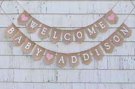 Welcome Baby Banner Baby Shower Decor Burlap Baby Banner Etsy In 2021 Welcome Baby Banner Burlap Baby Shower Banner Welcome Baby