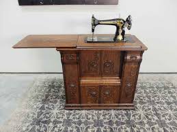 How to draw atreadle sewing. Treadle Singer Sewing Machine Oak Drawing Room Cabinet Antiques By Design