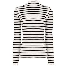 Black And White Long Sleeve Turtleneck Oasis Skinny Stripe Rib Polo Neck Jumper Black White Black Striped Shirt White Long Sleeve Shirt Striped Long Sleeve Shirt