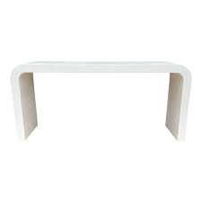Modern White Raw Plaster Waterfall Console In 2020 Console Table Console Outdoor Console Table