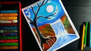Oil Pastel Moonlight Waterfall Scenery Drawing Tutorial Oil Pastel Landscape Drawing Painting With Oil Paints Easy sunset drawing / sunset drawing charcoal. oil pastel moonlight waterfall scenery drawing tutorial oil pastel landscape drawing