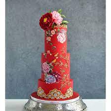 Cake Trends On Instagram Cocoa Butter Painting In Chinoiserie Style Traditional Chi Wedding Cake Chinese Traditional Chinese Wedding Japanese Wedding Cakes