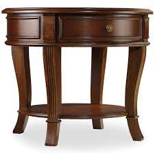 A rustic side table will have farmhouse charm with a distressed look and subdued design, adding a warm sense of comfort. Hooker Furniture Brookhaven 281 80 116 Round End Table With One Drawer Baer S Furniture End Tables