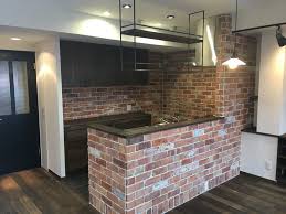 キッチン レンガ タイル