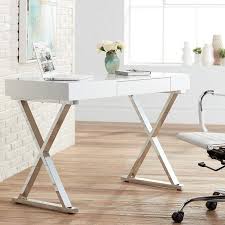 This desk will give the 'wow' factor to any home office. Luster 43 1 4 Wide Glossy White And Chrome Modern Desk 7c696 Lamps Plus