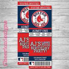 Boston Red Sox Ticket Invitation Baseball Invitation Red Sox Invite Birthday Invitation Custom P Red Sox Tickets Ticket Invitation Baseball Invitations