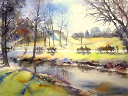 Erst nach dieser konstruktion wurde der künstliche hügel aufgeschüttet. Erste Sonne Im Englischen Garten Monopteros Aquarellmalerei Englischer Garten Fruhjahr Von Thomas Habermann Bei Kunstnet