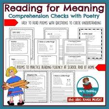 Reading For Meaning Comprehension Checks Poetry Literacy Instruction Teaching Resources Literacy Teaching