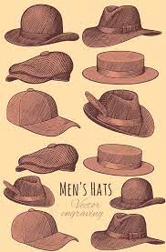 Set Men S Hats Vector Engraving Hats For Men Hats Hat Vector