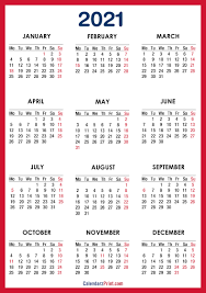 The year 2021 ends on friday, december 31st 2021. 2021 Calendar Printable Free With Usa Holidays Red Monday Start Calendarzprint Free Calendars Printable Calendars