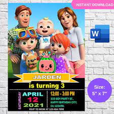 Maybe you would like to learn more about one of these? Cocomelon Jj Family Birthday Invitation Template