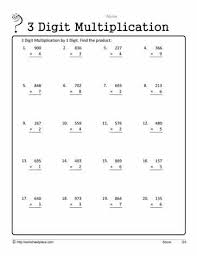 Next, we multiply 5 by 3 which is 15 + 3 = 18 so we put down our 18 becuase we cant carry the one to another number. 3 Digit By 1 Digit Multiplication Worksheets