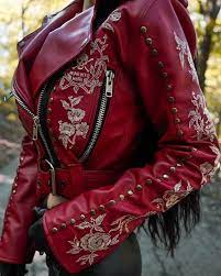 Crimson Red Electriccrimson Memento Mori Embroidered Faux Leather Biker Jacket Toxic Vision Https Buff Ly 2dnnkjf Nylons Chronik
