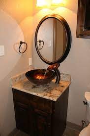 Corner bathroom vanity ideas small bathroom sinks small. Copper Glass Bowl Sink Brown Marble Vanity Dark Wooden Cabinet Round Mirror Of What You Do On Small Bathroom Decor Apartment Bathroom Decor Glass Bowl Sink