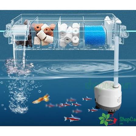 Lọc tràn trên có kèm máy bơm Jeneca GD 15 16 17 18 19 trong suốt đẹp cho hồ cá cảnh - BỘ LỌC KÈM VẬT LIỆU LỌC.