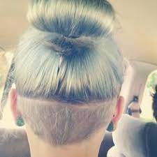 Shaved Back Of Head With A 2 Guard Half Shaved Hair Blending Gray Hair Undercut Hairstyles