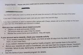 A chase customer support representative will have your old account number canceled and have a new card with a new account number sent out to you. Chase Bank Closing Credit Cards For Inactivity Point Me To The Plane