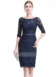 Us 149 00 Sheath Column Scoop Neck Knee Length Lace Cocktail Dress Jj S House Cocktail Dress Lace Lace Blue Dress Lace Dress