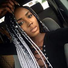 This Silver Sensation Hair Styles Braided Hairstyles Grey Box Braids