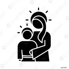 Virgin Mary With Son Jesus Glyph Icon Holy Mary Hugging Stock Vector Crushpixel