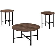 Check spelling or type a new query. Monarch 3 Piece Contemporary Round Wood Top Coffee Table Set In Brown And Black I 7967p