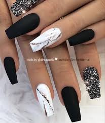 Attractive Acrylic Black Coffin Nails Designs The Most Beautiful Black Winter Nails Ideas Stylish Belles Coffin Nails Designs Marble Nail Designs White Acrylic Nails