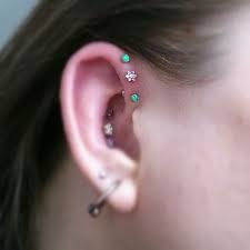 Mylifepiercing This Is That Triple Forward Helix I Did A While Ago But With New Jewelry In The Cen With Images Tiny Stud Earrings Ear Piercings Tiny Diamond Earrings