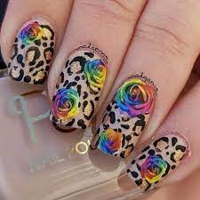 Beautiful Nail Design Featuring Rainbow Rose Nail Water Decals Only 99p Worldwide Shipping Nails Naildesign Rose Nails Rose Nail Art Neon Nail Art Designs