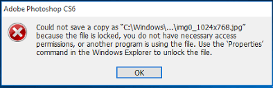 Use the 'properties' command in the windows explorer to unlock the file. and right after that could not initialize photoshop because the file is locked or you do not have the necessary acces privileges. the rest is the same. Directory Ownership Microsoft Community