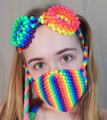 Rainbow Kandi Mask Etsy Kandi Mask Kandi Mask Patterns Kandi