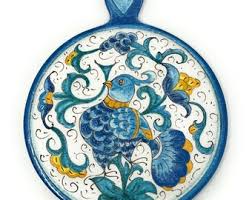 Italian Ceramic Art Utensil Kitchenware Trivet Tile Pottery Collection  Birds Hand Painted Made in ITALY Tuscany Florence