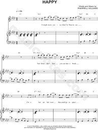 Pharrell Williams Happy Sheet Music In F Minor Transposable Download Print Pharrell Williams Happy Sheet Music Happy Pharrell