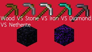 It takes a water bucket and a couple things to go down a grab diamond. Wood Vs Stone Vs Iron Vs Diamond Vs Netherite Pickaxe Mining Obsidian Crying Obsidian Youtube