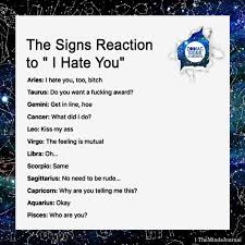 Every zodiac sign has certain traits that define them best. The Signs Reaction To I Hate You