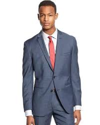 Bar Iii Suit Mid Blue Neat Slim Fit