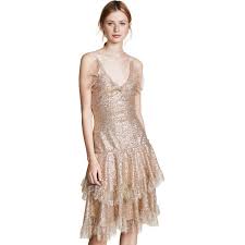 Rodarte Metallic Sequin Tiered Dress 2 740 Liked On Polyvore Featuring Dresses Gold Mesh Dress Off White Cocktail Dress S My Polyvore Finds Dress