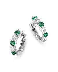 Sale $480.00 (60% off) gift with purchase. Bloomingdale S Emerald And Diamond Huggie Hoop Earrings In 14k White Gold 100 Exclusive Bloomingdale S